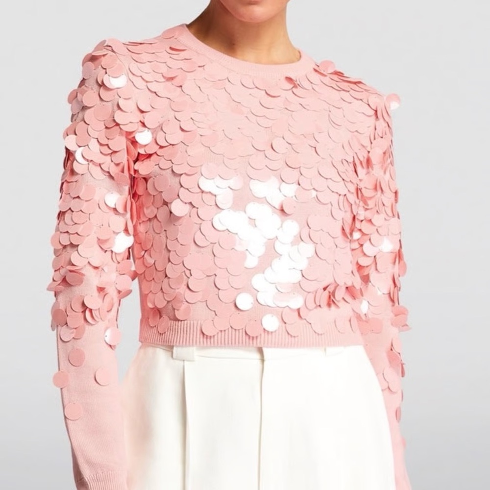 Alice + Olivia Petal Pink Sequin Sweater